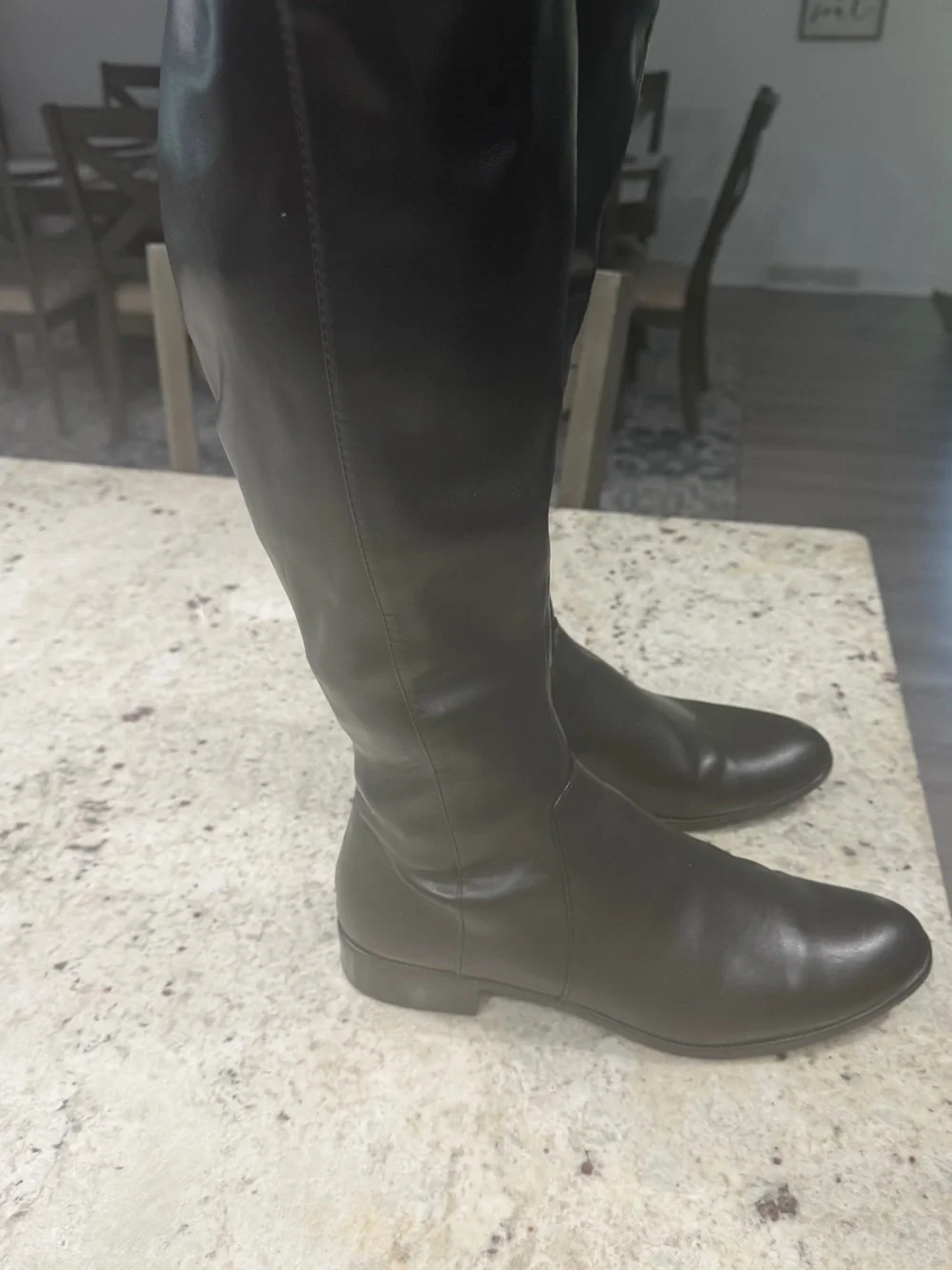 Classic Black Over-the-Knee Leather Boots Size 10